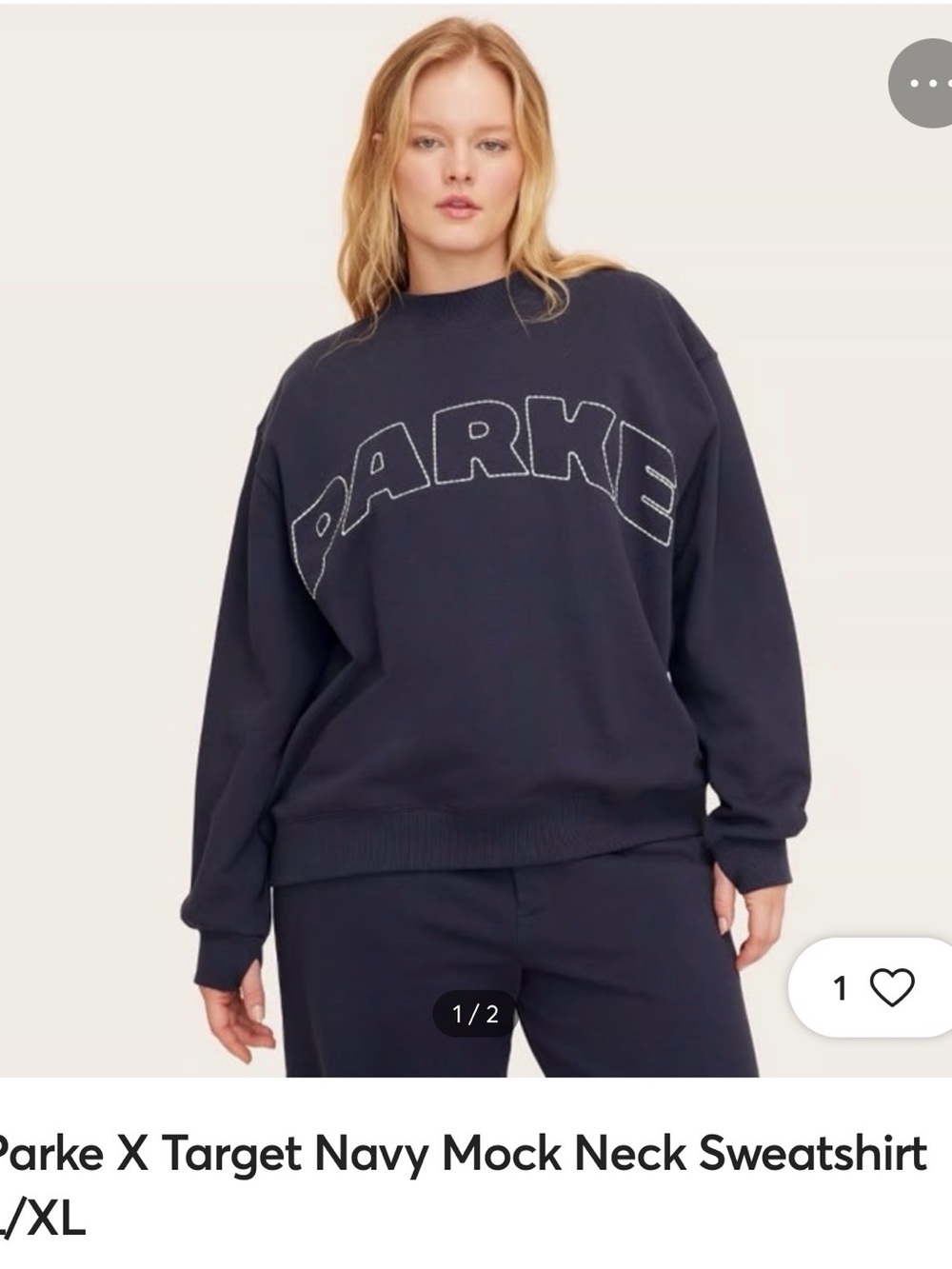 Parke X Target Navy Mock Neck Sweatshirt L/XL